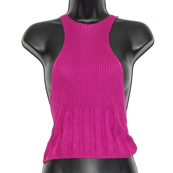 NWT Free People Crop Tank Top Ribbed Racerback Y2K Coquette Festival Pink Small - Picture 1 of 5